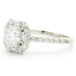 14 Karat White Gold Round Brilliant Cut Diamond Engagement Ring