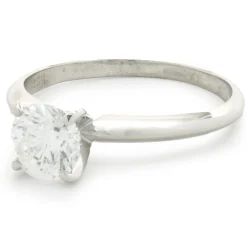 14 Karat White Gold Round Brilliant Cut Diamond Engagement Ring