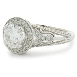 14 Karat White Gold Round Brilliant Cut Diamond Engagement Ring