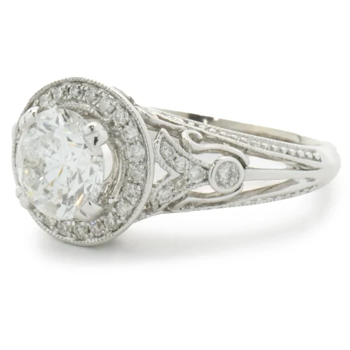 14 Karat White Gold Round Brilliant Cut Diamond Engagement Ring