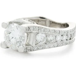 14 Karat White Gold Round Brilliant Cut Diamond Engagement Ring