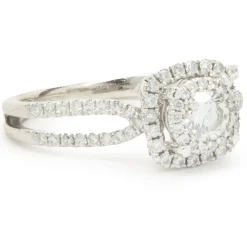 14 Karat White Gold Round Brilliant Cut Diamond Engagement Ring