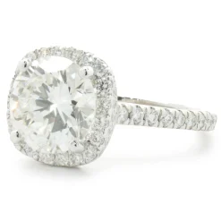 14 Karat White Gold Round Brilliant Cut Diamond Engagement Ring