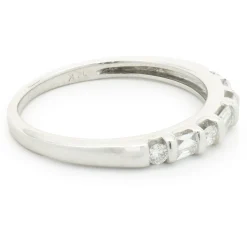 14 Karat White Gold Round Brilliant & Baguette Cut Diamond Band