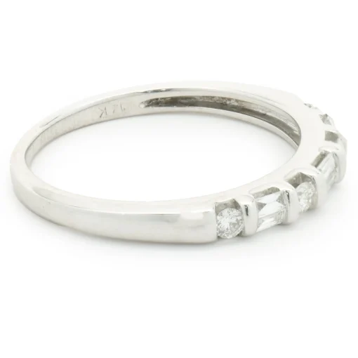 14 Karat White Gold Round Brilliant & Baguette Cut Diamond Band