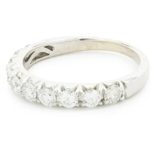 14 Karat White Gold Round Brilliant Cut Diamond Band