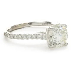 14 Karat White Gold Round Brilliant Cut Diamond Engagement Ring
