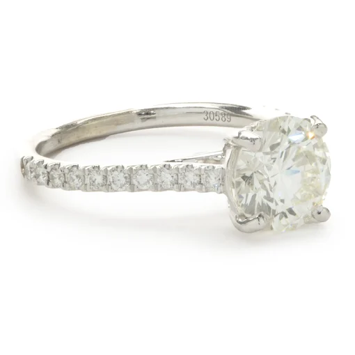 14 Karat White Gold Round Brilliant Cut Diamond Engagement Ring