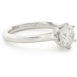 14 Karat White Gold Round Brilliant Cut Diamond Engagement Ring