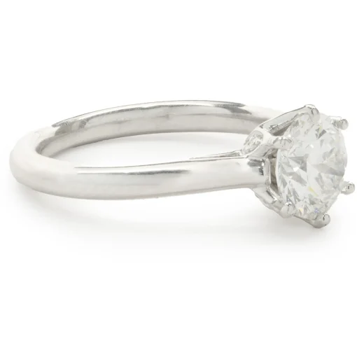 14 Karat White Gold Round Brilliant Cut Diamond Engagement Ring