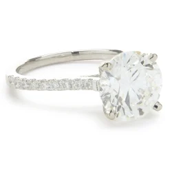 14 Karat White Gold Round Brilliant Cut Diamond Engagement Ring