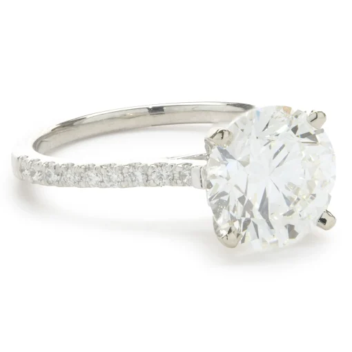 14 Karat White Gold Round Brilliant Cut Diamond Engagement Ring