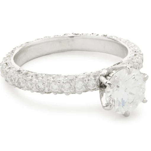 14 Karat White Gold Round Brilliant Cut Diamond Engagement Ring