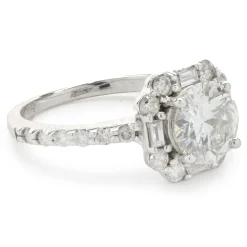 14 Karat White Gold Round Brilliant Cut Diamond Engagement Ring