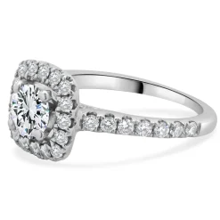 14 Karat White Gold Round Brilliant Cut Diamond Engagement Ring