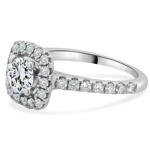 14 Karat White Gold Round Brilliant Cut Diamond Engagement Ring