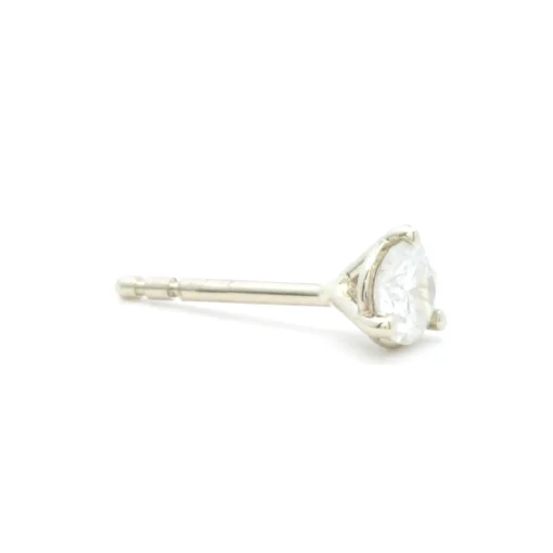 14 Karat White Gold Round Brilliant Diamond Stud Earrings