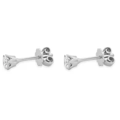 18 Karat White Gold Round Brilliant Cut Diamond Stud Earrings