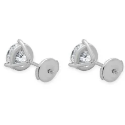 14 Karat White Gold Round Brilliant Cut Diamond Stud Earrings