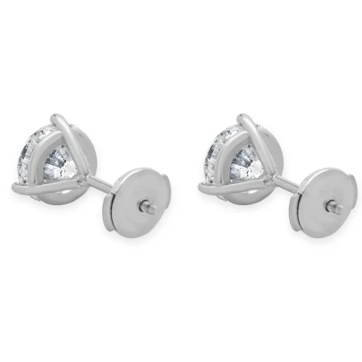 14 Karat White Gold Round Brilliant Cut Diamond Stud Earrings