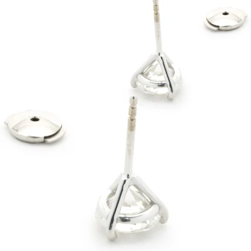 14 Karat White Gold Round Brilliant Cut Diamond Stud Earrings