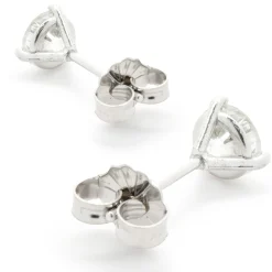 14 Karat White Gold Round Brilliant Cut Diamond Stud Earrings