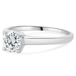 14 Karat White Gold Round Brilliant Cut Diamond Engagement Ring