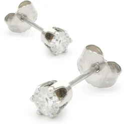 14 Karat White Gold Round Brilliant Cut Diamond Stud Earrings