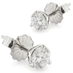 14 Karat White Gold Round Brilliant Cut Diamond Stud Earrings