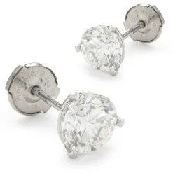 14 Karat White Gold Round Brilliant Cut Diamond Stud Earrings