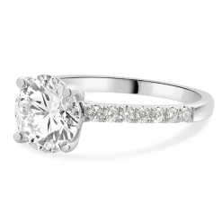 14 Karat White Gold Round Brilliant Cut Diamond Engagement Ring