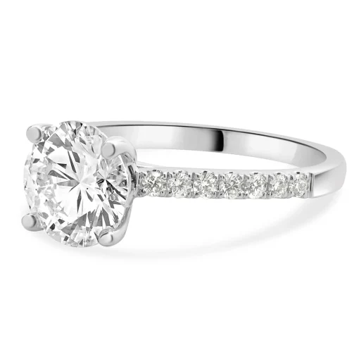 14 Karat White Gold Round Brilliant Cut Diamond Engagement Ring