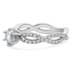 14 Karat White Gold Round Brilliant Cut Diamond Engagement Ring