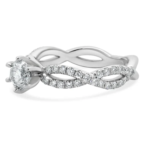 14 Karat White Gold Round Brilliant Cut Diamond Engagement Ring