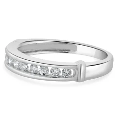 14 Karat White Gold Round Brilliant Cut Channel Set Diamond Band