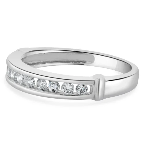 14 Karat White Gold Round Brilliant Cut Channel Set Diamond Band