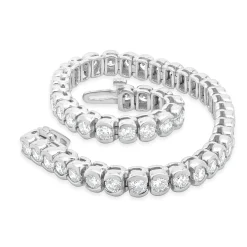 14 Karat White Gold Round Brilliant Cut Diamond Tennis Bracelet