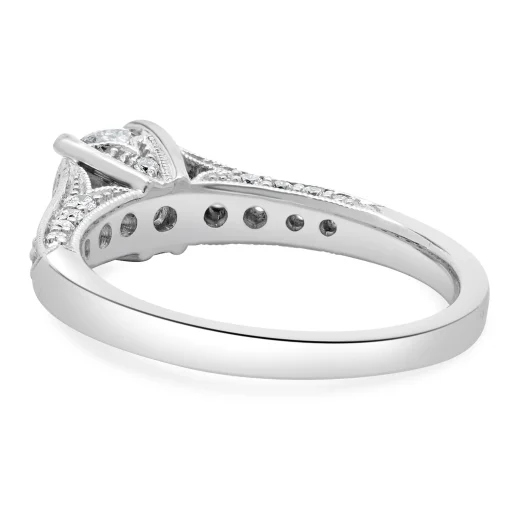 14 Karat White Gold Round Brilliant Cut Diamond Engagement Ring