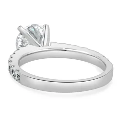 14 Karat White Gold Round Brilliant Cut Diamond Engagement Ring