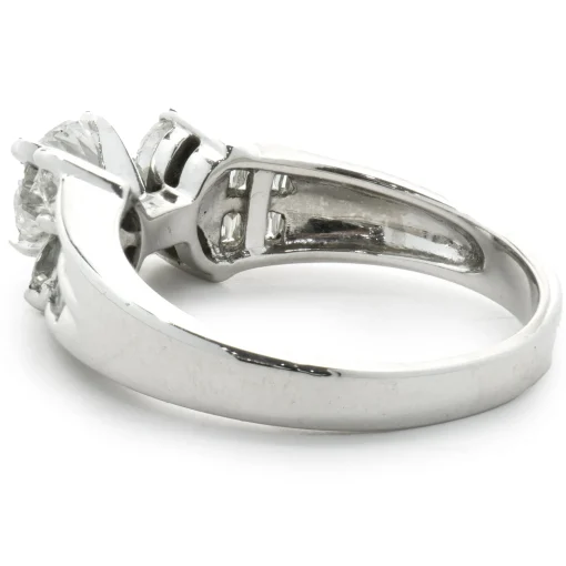 14 Karat White Gold Round Brilliant Cut Diamond Engagement Ring