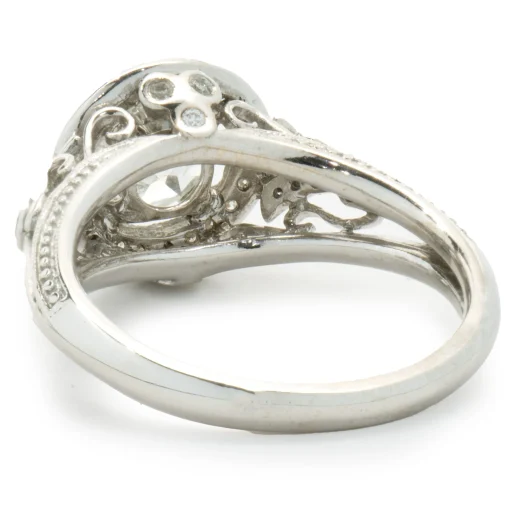 14 Karat White Gold Round Brilliant Cut Diamond Engagement Ring