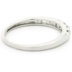 14 Karat White Gold Round Brilliant & Baguette Cut Diamond Band
