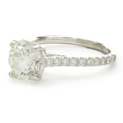 14 Karat White Gold Round Brilliant Cut Diamond Engagement Ring