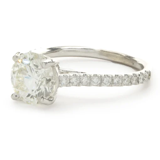 14 Karat White Gold Round Brilliant Cut Diamond Engagement Ring