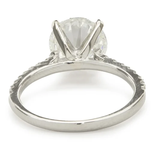 14 Karat White Gold Round Brilliant Cut Diamond Engagement Ring