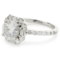 14 Karat White Gold Round Brilliant Cut Diamond Engagement Ring