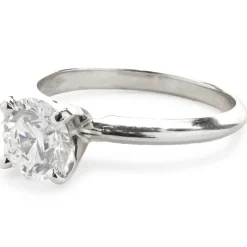14 Karat White Gold Round Brilliant Cut Diamond Engagement Ring