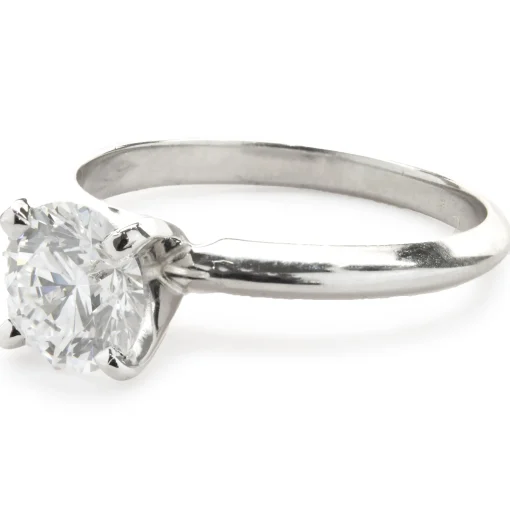 14 Karat White Gold Round Brilliant Cut Diamond Engagement Ring