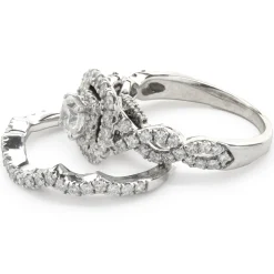 14 Karat White Gold Round Brilliant Diamond Wedding Set