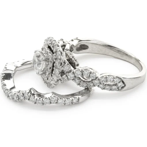 14 Karat White Gold Round Brilliant Diamond Wedding Set